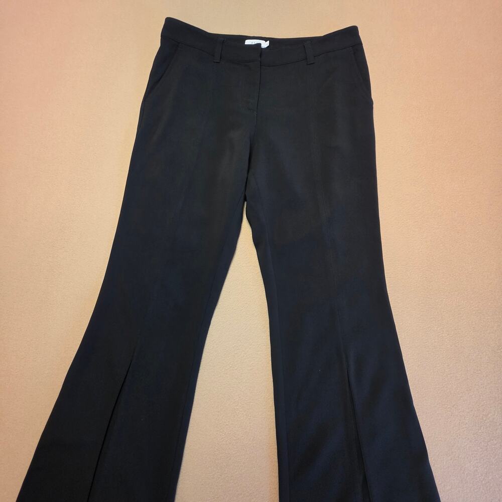 ALC A.L.C. Capen Split Hem Flare Leg Pants Black Sz 4 Italian Crepe 2PANT00096